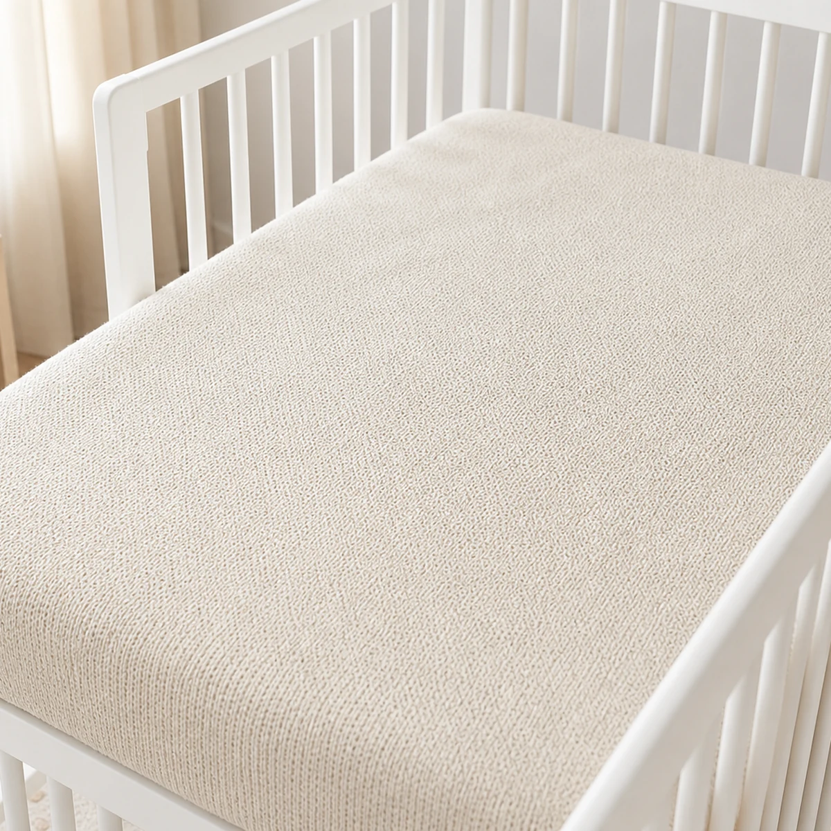 Non-branded nursery crib placement and room setup scene